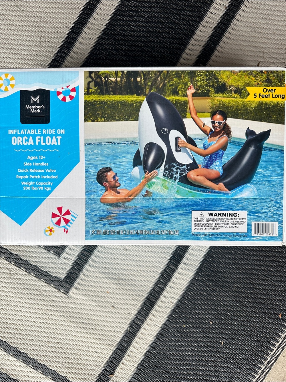 Black & White Inflatable Orca Pool Float